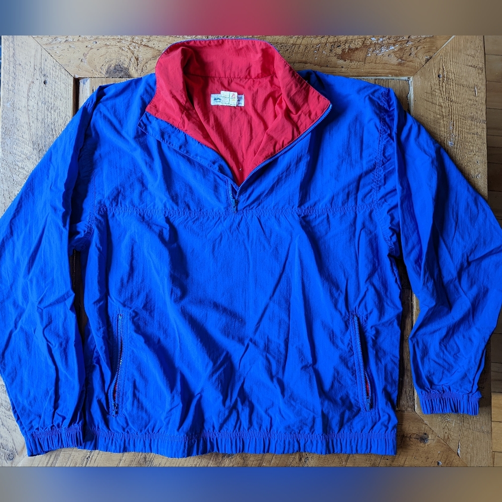 Sportif USA windbreaker, lightweight, vintage, blue and red, men's large